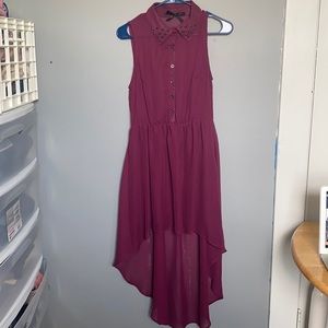 Ali & Kris high low M plum dress studded collar dark academia Whimsigoth grunge